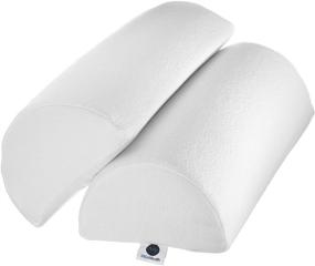 img 4 attached to 🌙 Set of 2 XXL Half Moon Bolster Pillows - Leg, Back, and Head Support, Semi Roll for Ankle and Foot Comfort with White Cotton Machine Washable Cover - Premium Memory Foam - 2 Pillow System 22.1" x 8.7" x 5.1
