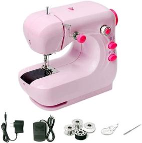 img 4 attached to 🧵 YUEMIDAMY Portable Electric Sewing Machine: Small & Lightweight Handheld Sewing Machine - Double Thread, Night Light, Suitable for all Fabrics (Pink)