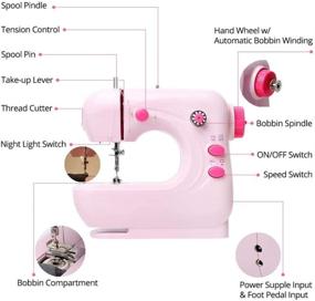 img 1 attached to 🧵 YUEMIDAMY Portable Electric Sewing Machine: Small & Lightweight Handheld Sewing Machine - Double Thread, Night Light, Suitable for all Fabrics (Pink)