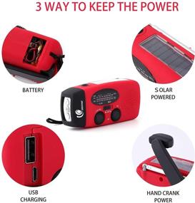 img 1 attached to 🌦️ GREATONE Weather Radio: Self Powered Emergency Hand Crank AM/FM NOAA Solar Weather Radio with LED Flashlight - Red