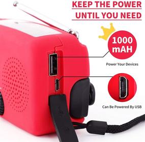 img 3 attached to 🌦️ GREATONE Weather Radio: Self Powered Emergency Hand Crank AM/FM NOAA Solar Weather Radio with LED Flashlight - Red