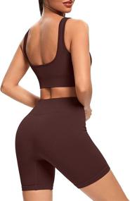 img 1 attached to Stylish and Seamless: Women's Ribbed Tank 2-Piece Workout Set with High Waist Yoga Shorts