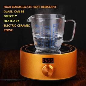 img 1 attached to 🔬 Heat-Resistant Glass Measuring Cup with Scale - Ideal for Laboratory, Milk Making, Baking, and More - 250ml/8oz Capacity