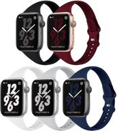 📱 tsaagan 5 pack силиконовые тонкие ремешки: идеальный аксессуар для apple watch в спортивном стиле и комфорте. логотип