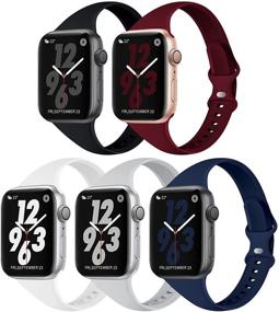 img 4 attached to 📱 TSAAGAN 5 Pack Силиконовые тонкие ремешки: Идеальный аксессуар для Apple Watch в спортивном стиле и комфорте.