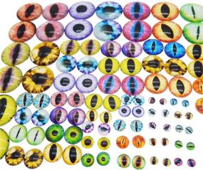 img 2 attached to 🐉 Julie Wang Glass Dragon Eye Cabochons - 180PCS Assorted Sizes for Doll Making & Jewelry Settings