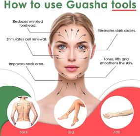 img 1 attached to 🌿 Gua Sha Scraping Massage Tool for Lymphatic Drainage - Ultra Smooth Edge Physical Therapy Device to Reduce Muscle Pain, Target Tendon, and Enhance Myofascial Releasing on Face, Eyes, and Body (Black)