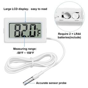 img 2 attached to 🌡️ LCD Digital Aquarium Thermometer with Probe - 8-Piece Fish Tank & Terrarium Temperature Meter Gauge for Reptile, Vehicle, and Refrigerator - Fahrenheit (White)