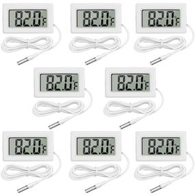 img 4 attached to 🌡️ LCD Digital Aquarium Thermometer with Probe - 8-Piece Fish Tank & Terrarium Temperature Meter Gauge for Reptile, Vehicle, and Refrigerator - Fahrenheit (White)