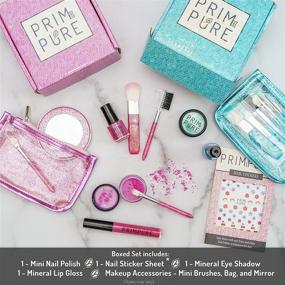 img 3 attached to 🎁 Organic & Natural Makeup Kit for Kids - Prim and Pure Starter Gift Set, Ideal for Play Dates & Birthday Parties, Kids Eyeshadow Makeup, Nail Polish for Kids, Kids Lip Gloss - Made in USA (Pink)