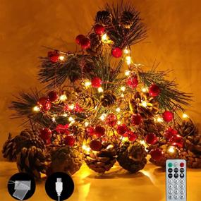 img 4 attached to 🌲 9.8Ft Garland with 40 LED Pine Cone String Lights - Battery/USB Operated/Remote Control - Christmas Home Decor for Stairs/Door/Mantle/Christmas Trees - Indoor/Outdoor Decoration