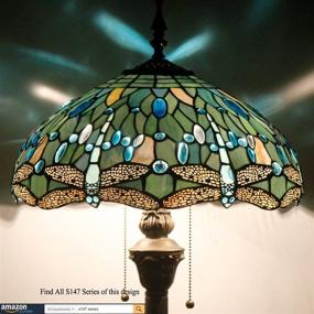 img 3 attached to 🐉 Tiffany Floor Lamp LED Bright Standing Reading Light 64"Tall Sea Blue Stained Glass Dragonfly Shade Boho Industrial Bronze Pole Vintage Base Corner Kids Bedroom Living Room Farmhouse Office WERFACTORY: A Stunning Illumination Addition!