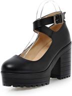 👠 stylish women's vintage platform mary janes: chunky high heel dress shoes with ankle buckle, round toe, and oxford pumps logo