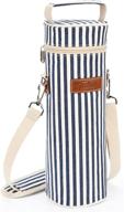 🍷 tirrinia single wine cooler bags - insulated & padded portable wine tote: perfect for travel, byob restaurants, wine tasting, and parties - a must-have gift for wine lovers! (blue stripe) логотип