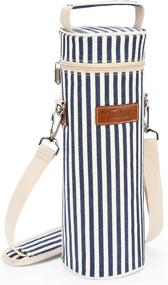 img 4 attached to 🍷 Tirrinia Single Wine Cooler Bags - Insulated & Padded Portable Wine Tote: Perfect for Travel, BYOB Restaurants, Wine Tasting, and Parties - A Must-Have Gift for Wine Lovers! (Blue Stripe)