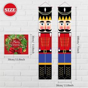 img 3 attached to Set of 2 Nutcracker Christmas Decorations: Soldier Model Nutcracker Banners for Outdoor Xmas Decor, featuring Hanging Nutcracker Sign Decor alongside a Small Christmas Wreath Banner; Perfect for Door, Porch, Garden, Yard - Measures 71 x 13 Inch