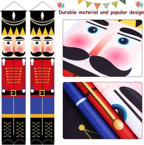 img 2 attached to Set of 2 Nutcracker Christmas Decorations: Soldier Model Nutcracker Banners for Outdoor Xmas Decor, featuring Hanging Nutcracker Sign Decor alongside a Small Christmas Wreath Banner; Perfect for Door, Porch, Garden, Yard - Measures 71 x 13 Inch