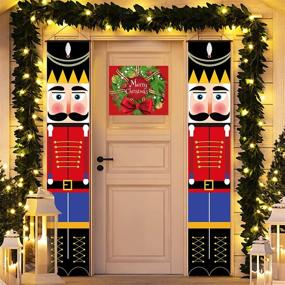 img 4 attached to Set of 2 Nutcracker Christmas Decorations: Soldier Model Nutcracker Banners for Outdoor Xmas Decor, featuring Hanging Nutcracker Sign Decor alongside a Small Christmas Wreath Banner; Perfect for Door, Porch, Garden, Yard - Measures 71 x 13 Inch