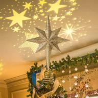 🌟 yeahome christmas star tree topper: lighted gold star projector for stunning christmas tree decorations logo