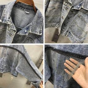 img 1 attached to 👚 Trendy Tassel Denim Jacket for Women: Oversized Crop Jeans Jacket