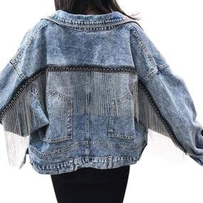 img 3 attached to 👚 Trendy Tassel Denim Jacket for Women: Oversized Crop Jeans Jacket