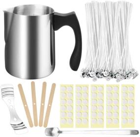 img 4 attached to 🕯️ Kyrieval 207pcs Candle Making Kit | Includes 100PCS Cotton Candle Wicks, 1PCS Candle Pouring Cup, 1pcs Spoon, 100PCS Wicks Sticker, 4PCS Candle Wicks Holder | Perfect for DIY Candle Making