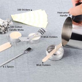 img 2 attached to 🕯️ Kyrieval 207pcs Candle Making Kit | Includes 100PCS Cotton Candle Wicks, 1PCS Candle Pouring Cup, 1pcs Spoon, 100PCS Wicks Sticker, 4PCS Candle Wicks Holder | Perfect for DIY Candle Making