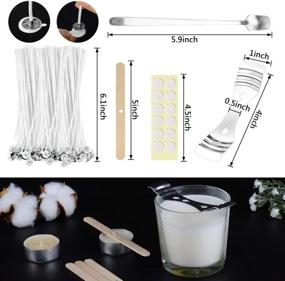 img 1 attached to 🕯️ Kyrieval 207pcs Candle Making Kit | Includes 100PCS Cotton Candle Wicks, 1PCS Candle Pouring Cup, 1pcs Spoon, 100PCS Wicks Sticker, 4PCS Candle Wicks Holder | Perfect for DIY Candle Making