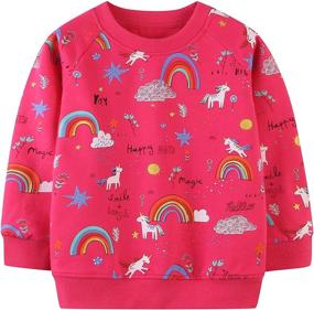 img 2 attached to 🎄 Cute Christmas-themed Toddler Girls Cotton Crewneck Sweatshirt from 1 to 7 Years