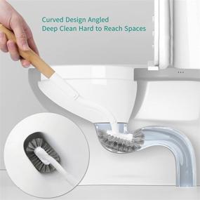 img 2 attached to 🚽 Kpoooku Curved Toilet Brush with Holder - Angled Clean Tool with Wood Handle for Wall Mounted Bathroom Cleaning Set