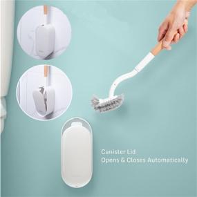 img 1 attached to 🚽 Kpoooku Curved Toilet Brush with Holder - Angled Clean Tool with Wood Handle for Wall Mounted Bathroom Cleaning Set