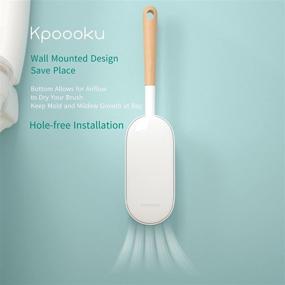 img 3 attached to 🚽 Kpoooku Curved Toilet Brush with Holder - Angled Clean Tool with Wood Handle for Wall Mounted Bathroom Cleaning Set