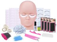 eyelash extension kit - practice set for beginners, false eyelashes extension training with mannequin head, lip makeup practice, eyelash grafting training tool kit logo