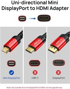 img 1 attached to 🔴 Мини-адаптер с высоким разрешением DisplayPort к HDMI - 4K 60 Гц, совместимый с Thunderbolt 2 - для Surface Pro, MacBook, iMac, монитора, телевизора, проектора (красный)