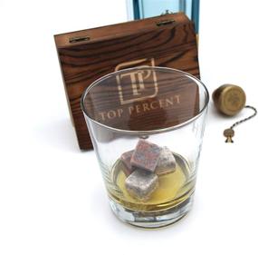 img 3 attached to Premium Whiskey Stone Gift Box Set: 9 Granite Stones, Wood Box, Velvet Bag, Tongs – No Dilution!