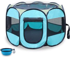 img 3 attached to 🐇 BOOBUNNY Pet Playpen - Portable Foldable Kennel Pen with Free Carrying Case, Travel Collapsible Bowl, Indoor/Outdoor Water-Resistant Design, Removable Shade Cover, Pre-Delivery Room