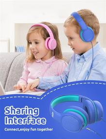 img 2 attached to Premium A66 Kids Headphones by gorsun: 85dB/94dB Volume Limited, HD Mic, Audio Sharing, Foldable, Adjustable, Over-Ear - Blue