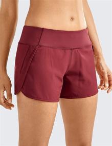 img 3 attached to 🩳 CRZ YOGA Women's Mid-Rise Quick-Dry Athletic Sports Running Workout Shorts - Stay Secure with Zip Pocket - 4 Inches