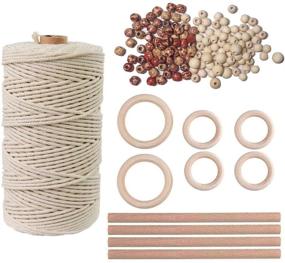 img 4 attached to Macrame Cord Kits 3mm 109 Yards Natural Cotton Macrame Rope 119pcs Wood Beads | Handmade Rope for Wall Hangings, Home Decor DIY | Ideal for Plant Hangers, Crafts, Knitting