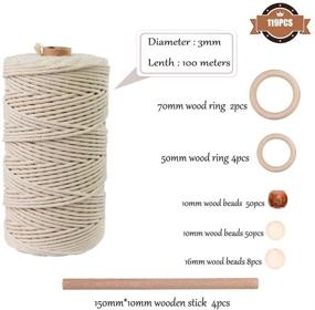 img 3 attached to Macrame Cord Kits 3mm 109 Yards Natural Cotton Macrame Rope 119pcs Wood Beads | Handmade Rope for Wall Hangings, Home Decor DIY | Ideal for Plant Hangers, Crafts, Knitting