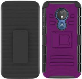 img 3 attached to 📱 Purple Moto G7 Power/Supra Case and Tempered Glass Screen Protector Holster Belt Clip by ChangeJ - Amor Case for Motorola Moto G7 Power/Supra