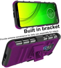 img 1 attached to 📱 Purple Moto G7 Power/Supra Case and Tempered Glass Screen Protector Holster Belt Clip by ChangeJ - Amor Case for Motorola Moto G7 Power/Supra