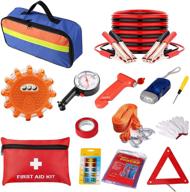 🚗 celynd car emergency kit - roadside assistance with jumper cables, first aid kit, road flares, tire pressure gauge, reflective warning triangle, safety hammer & more - essential car accessories tool logo