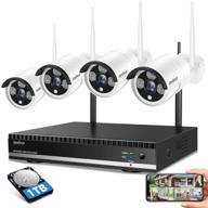 📷 advanced wireless home security camera system: 8ch nvr kit, 4pcs 1080p, night vision, motion detection, remote view, waterproof - includes 1tb hard drive logo
