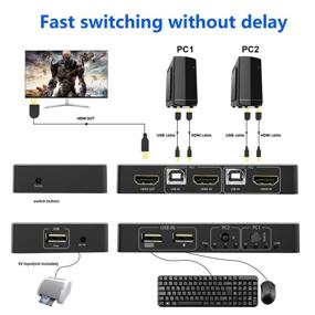 img 2 attached to 💻 Efficient 4K HDMI USB KVM Switch for Easy Computer Sharing, with Keyboard Hotkey Switch
