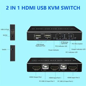 img 3 attached to 💻 Efficient 4K HDMI USB KVM Switch for Easy Computer Sharing, with Keyboard Hotkey Switch