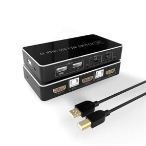img 4 attached to 💻 Efficient 4K HDMI USB KVM Switch for Easy Computer Sharing, with Keyboard Hotkey Switch
