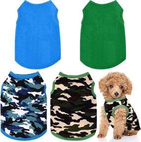 img 4 attached to 🐾 Retro Colors Dog Clothes Set: Comfy Camouflage Pet Sweatshirt, Blank T-Shirt, and Breathable Vest for Small-Medium Dogs and Cats