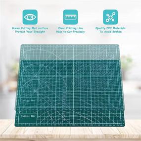 img 2 attached to Aocoswei Self Healing Cutting Mat & Craft Knife Set: 9x12 Double-Sided 5-Ply Mats for Crafts, Art, Sewing, Scrapbooking & School Supplies in Green