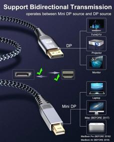 img 3 attached to 🔌 High-Quality 4K Mini DisplayPort to DisplayPort Cable 6.6ft - Supreme Video Resolution with 4K@60Hz,2K@165Hz,2K@144Hz - Reliable Sweguard Mini DP to DP 1.2 Cable - Compatible with MacBook Air/Pro, Surface Pro/Dock, Monitor, Projector & More - Sleek Grey Design